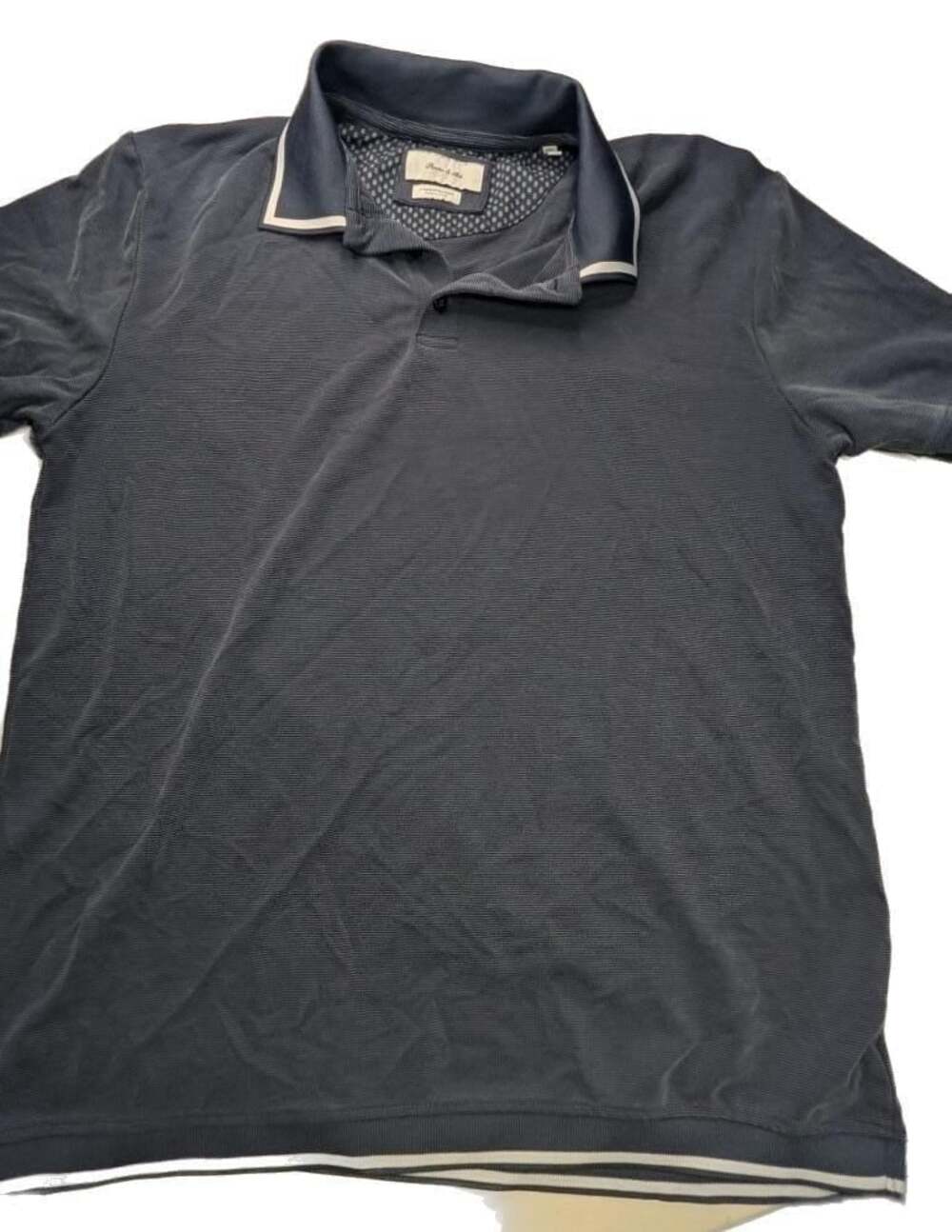 Porter & Ash 2-Tone Structure Polo Shirt Navy Blue Size Large